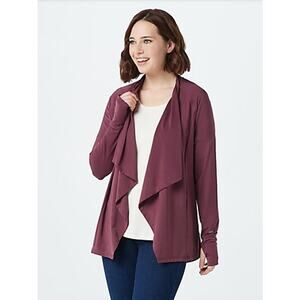 Zuda Z-Sol Eggplant Red Purple Drape Front Cardigan Women's Size XX-Small XXS